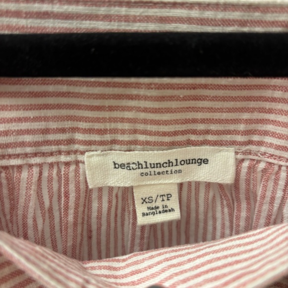 Women's Square Neck Linen Blend Striped Pink Shirt Size XS - Picture 3 of 5